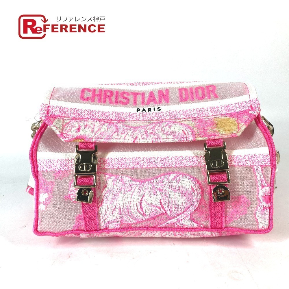 Dior Toile de Jouy embroidered logo crossbody bag shoulder canvas pink